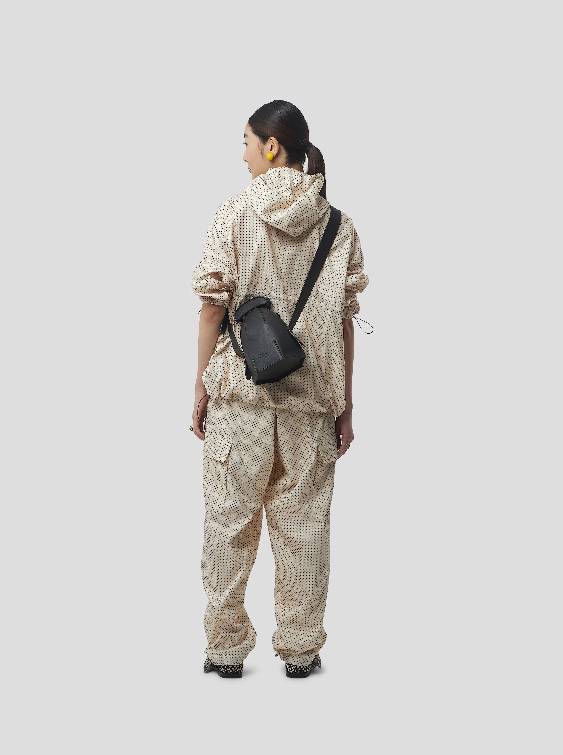 Santino Pants in Black-Dotted Sand Technical Fabric