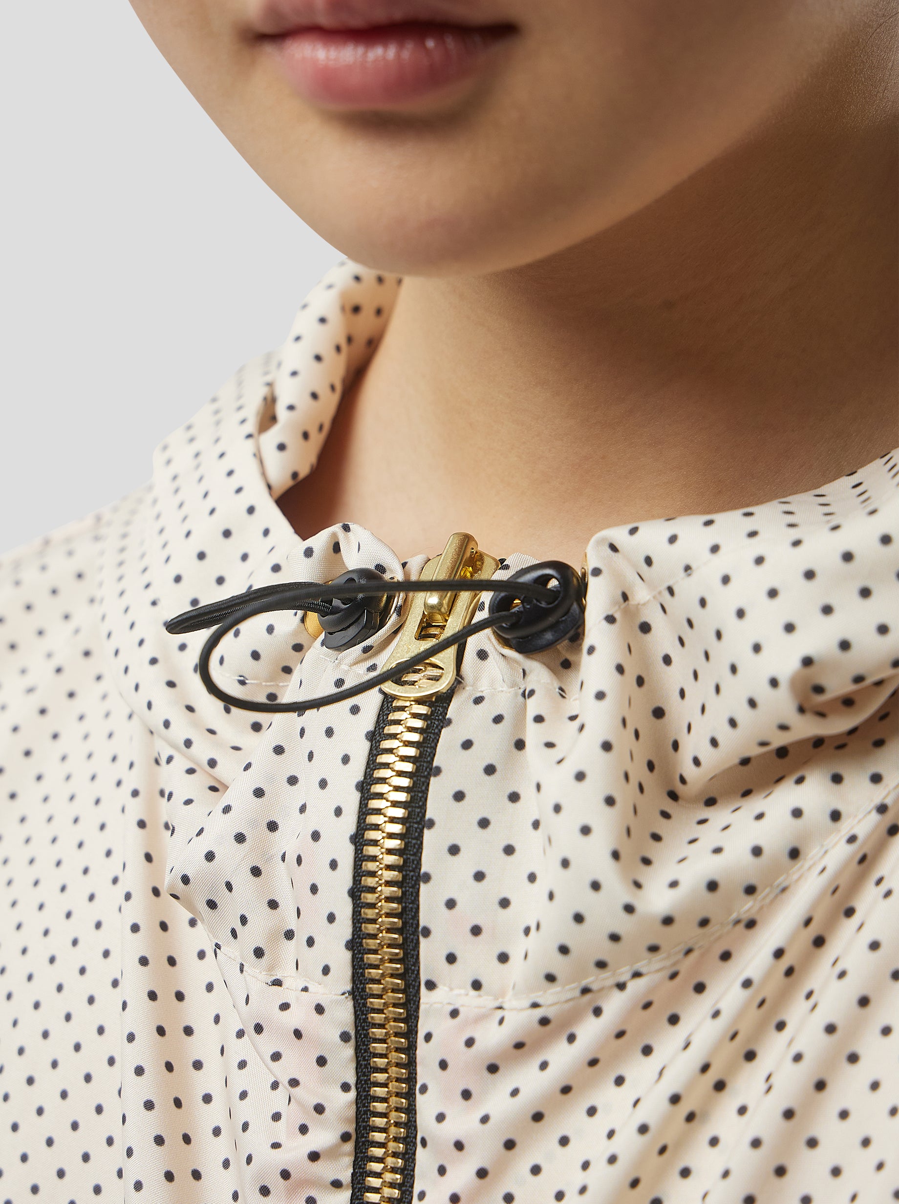 Tony Windbreaker in Black-Dotted Sand Technical Fabric