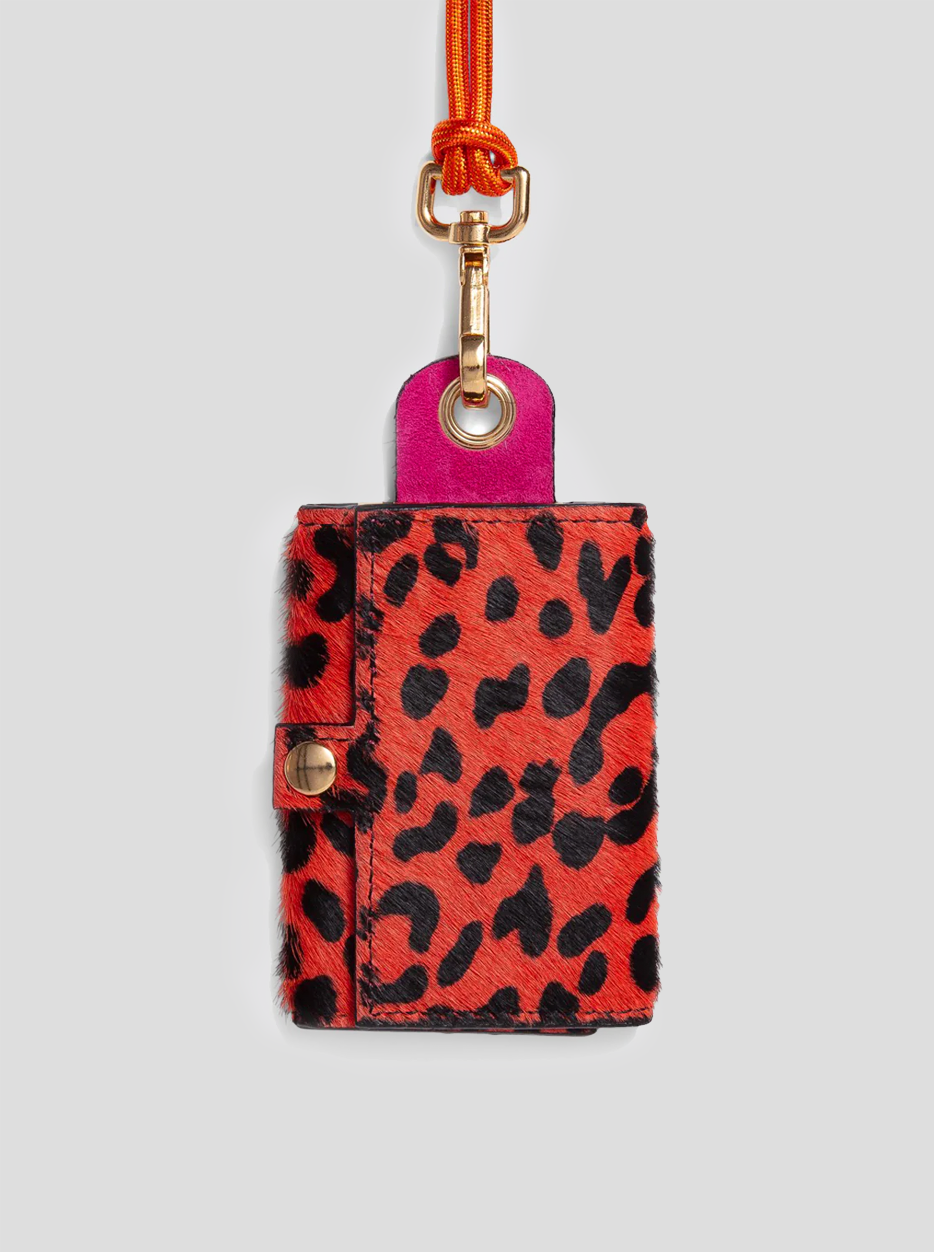 The Minis - 6 Key Holder in orange Leopard leather