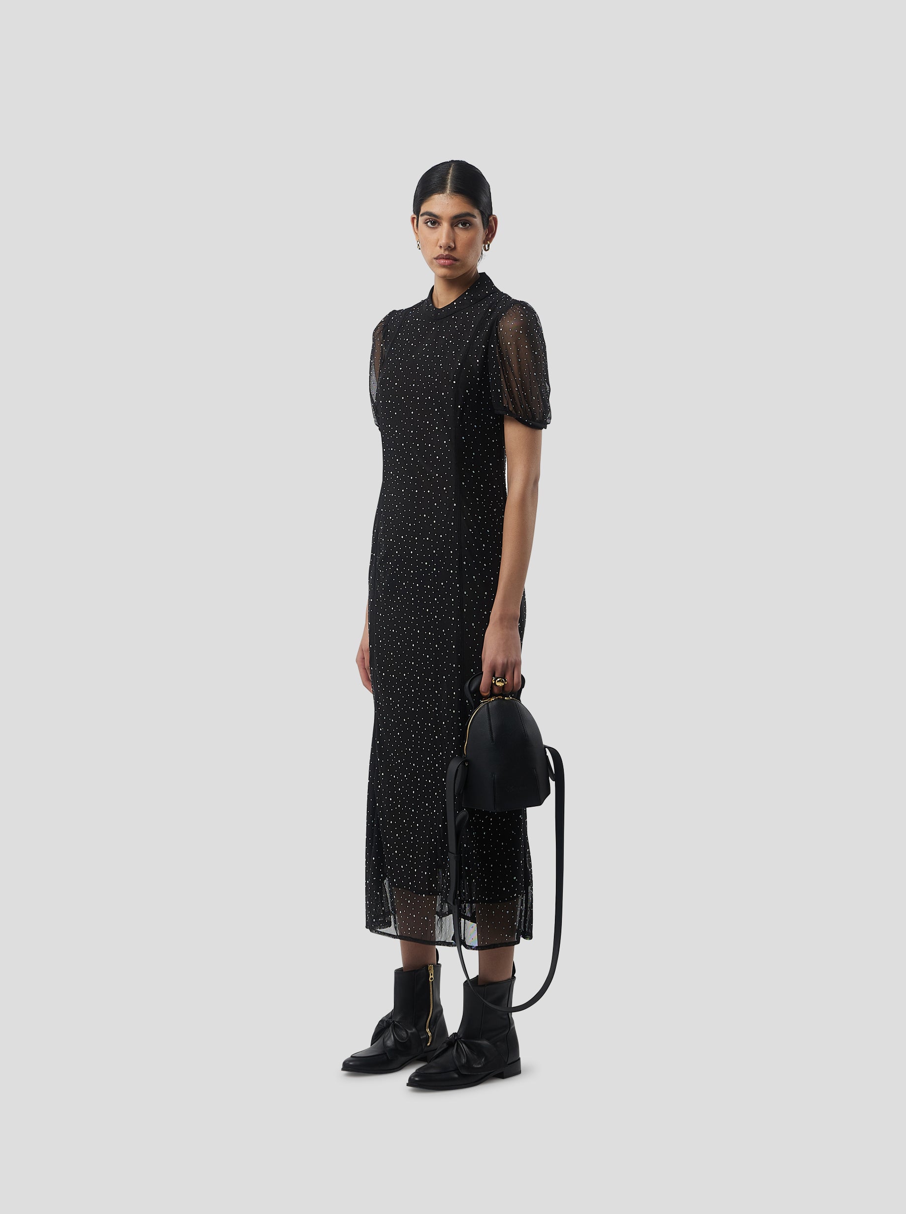 Nas Dress in Fragmented Black Soft Mesh