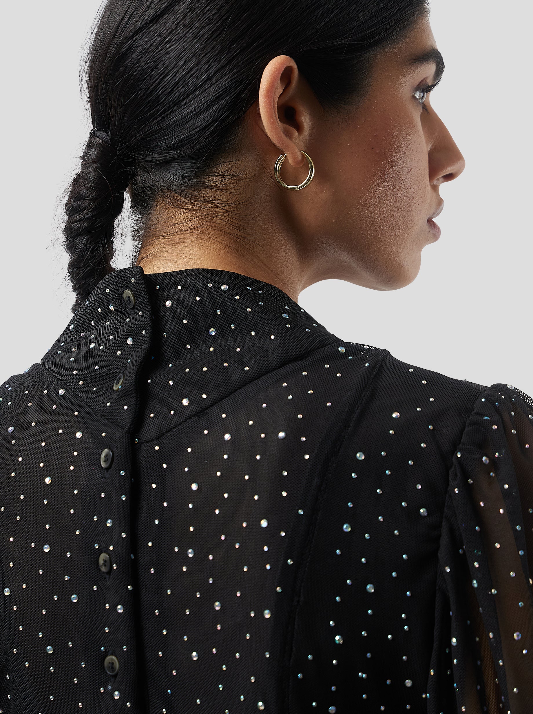 Nas Dress in Fragmented Black Soft Mesh