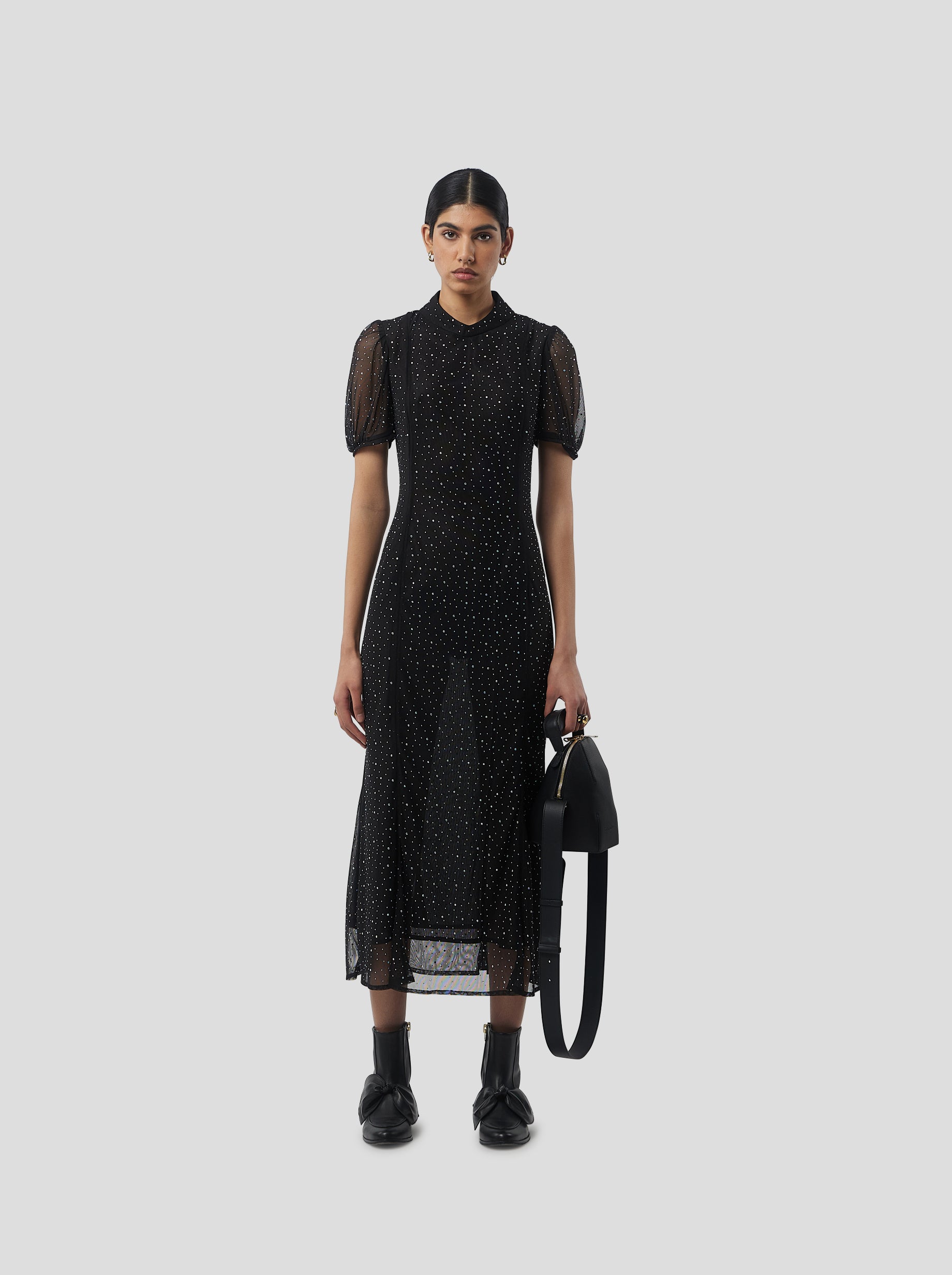 Nas Dress in Fragmented Black Soft Mesh