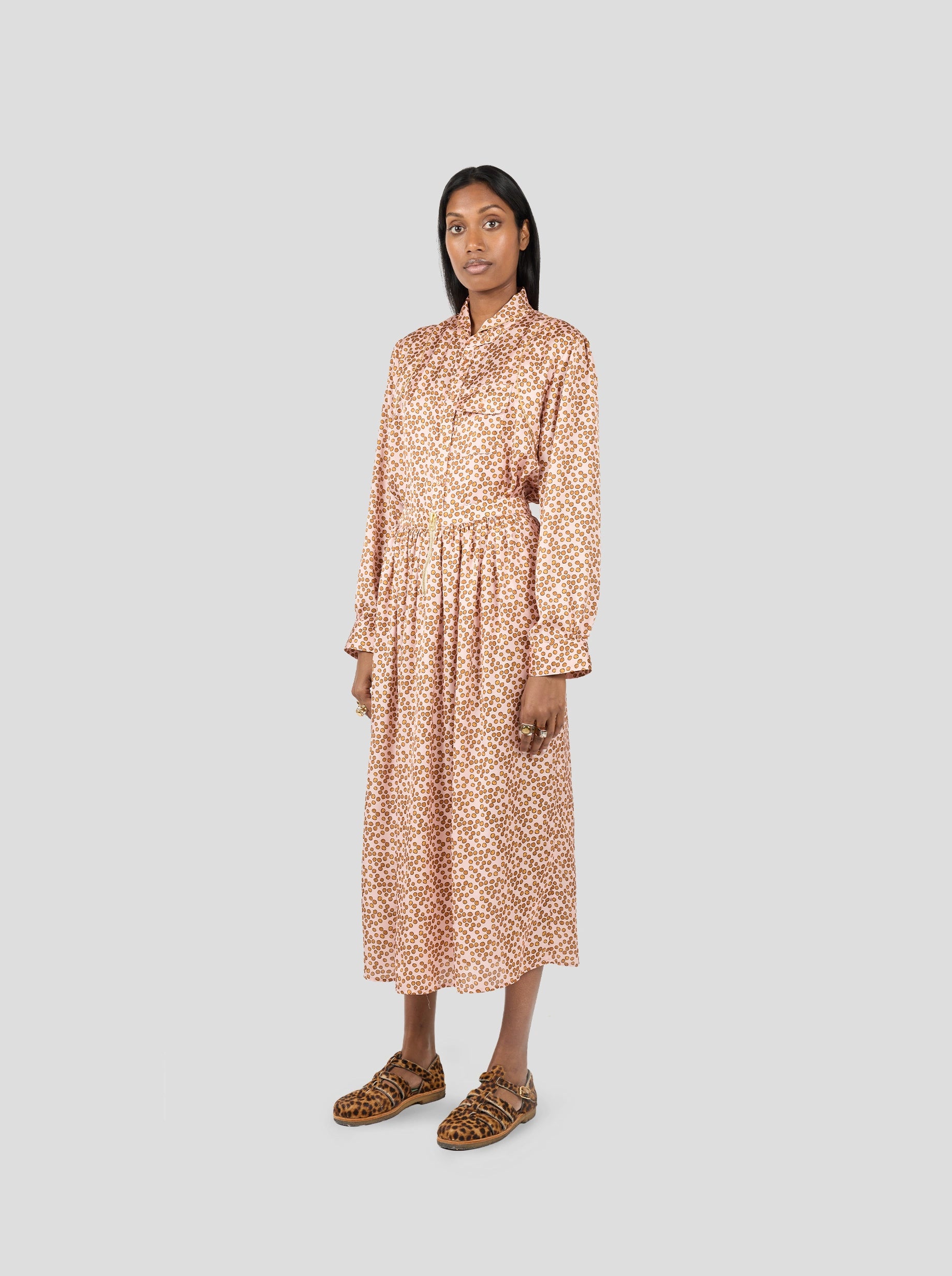 Orso Long Skirt in Powder Messy Dots Print