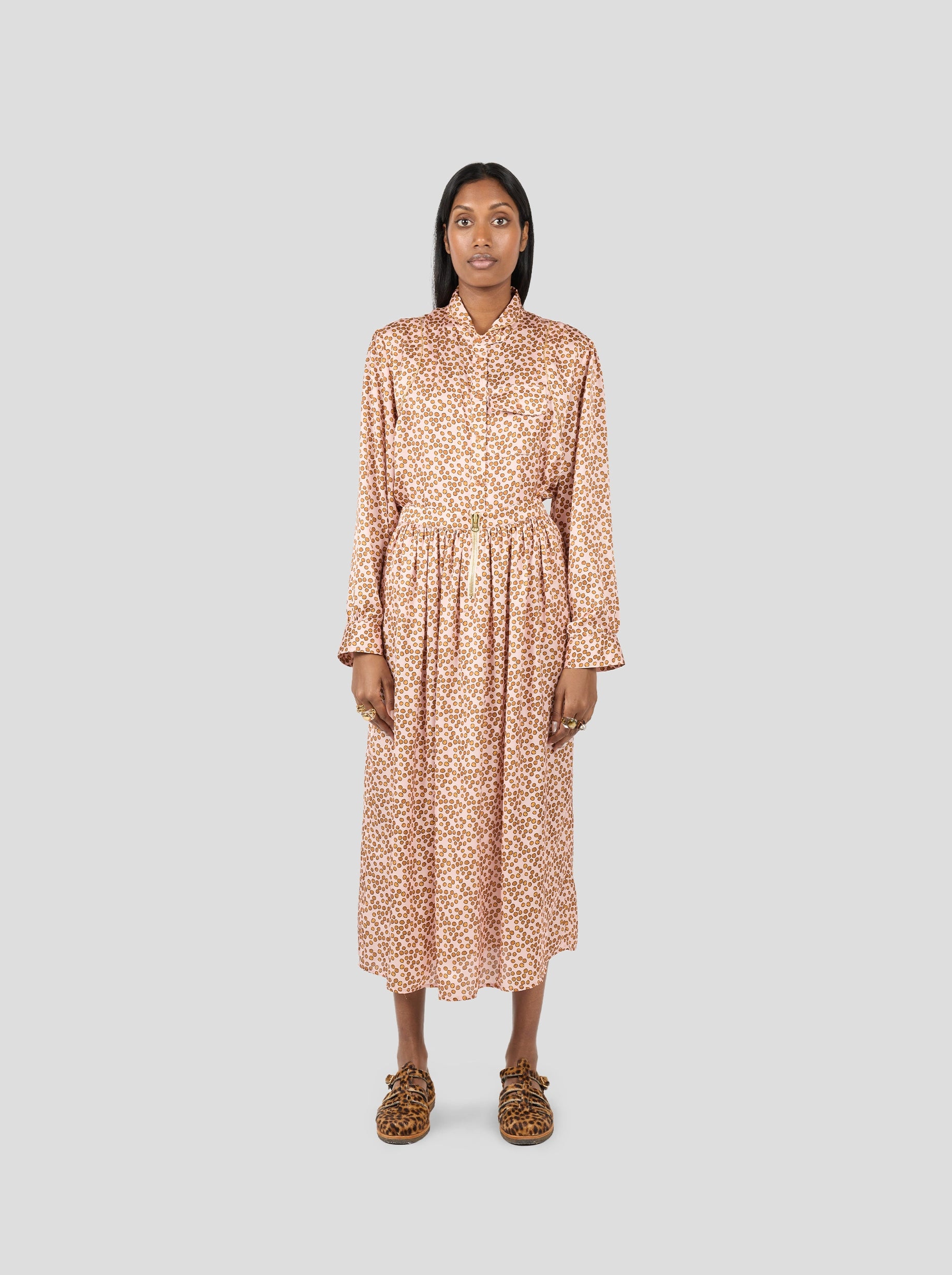 Orso Long Skirt in Powder Messy Dots Print