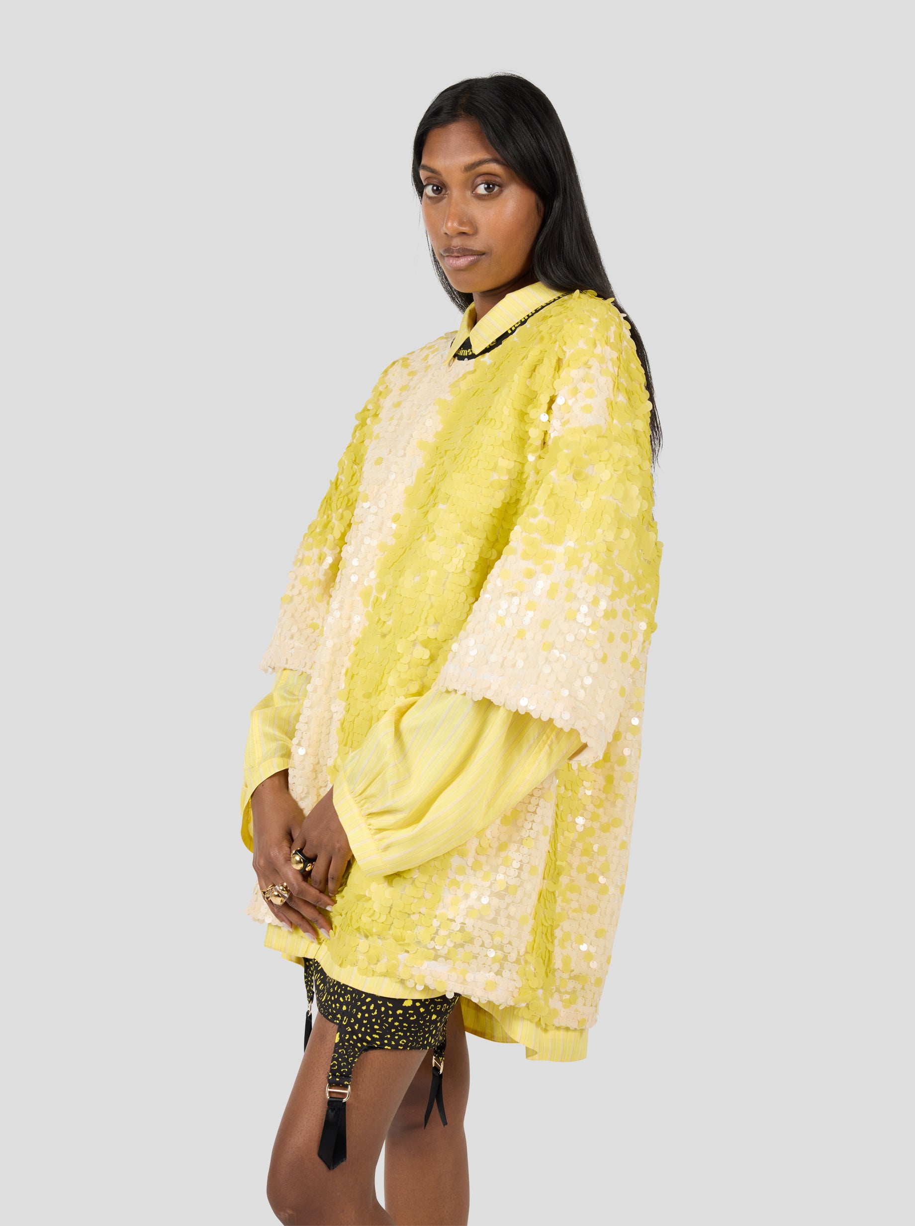 Basket T-shirt in Sequins Yellow Meringue