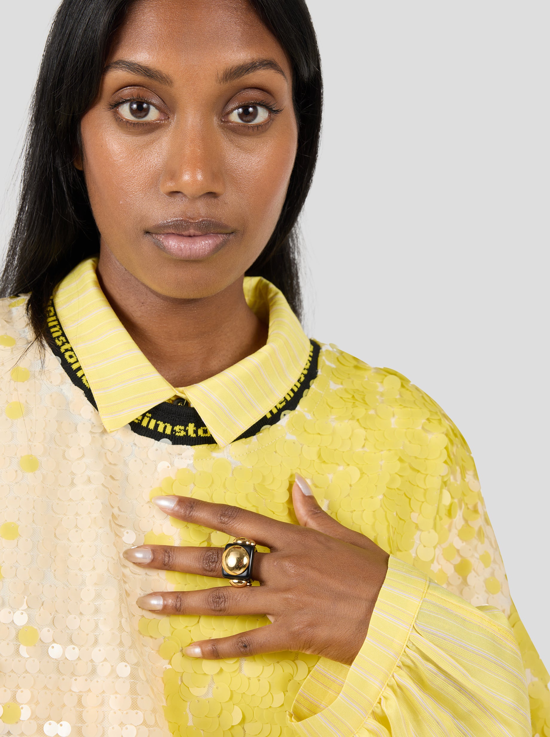 Basket T-shirt in Sequins Yellow Meringue