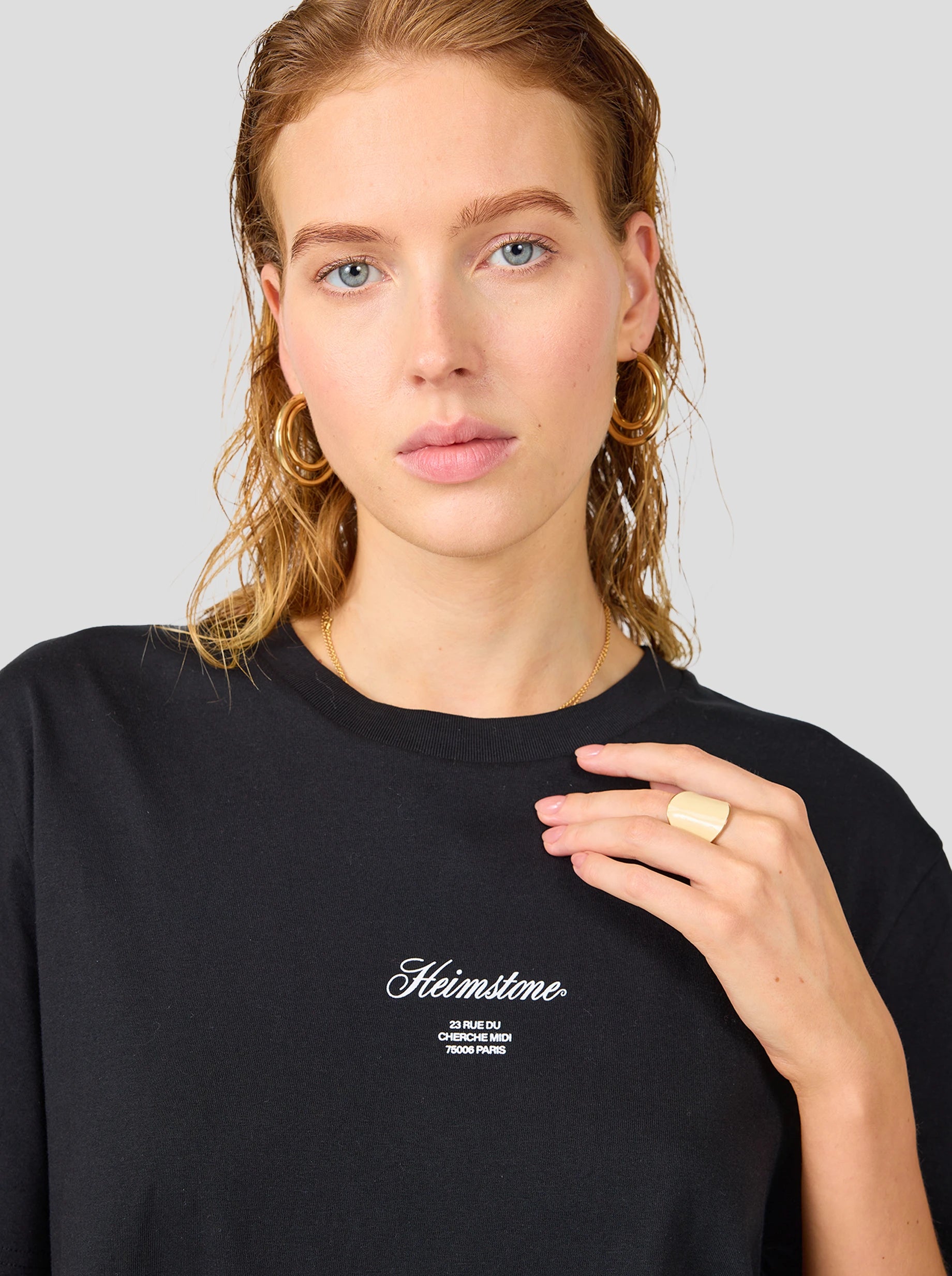 Collectible Unisex T-Shirt in Black with Off-White Heimstone Logo HLD