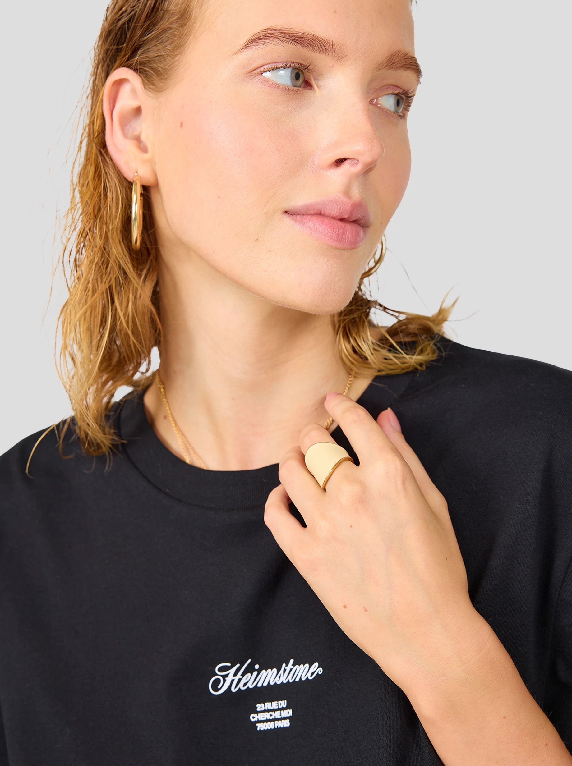 Collectible Unisex T-Shirt in Black with Off-White Heimstone Logo HLD