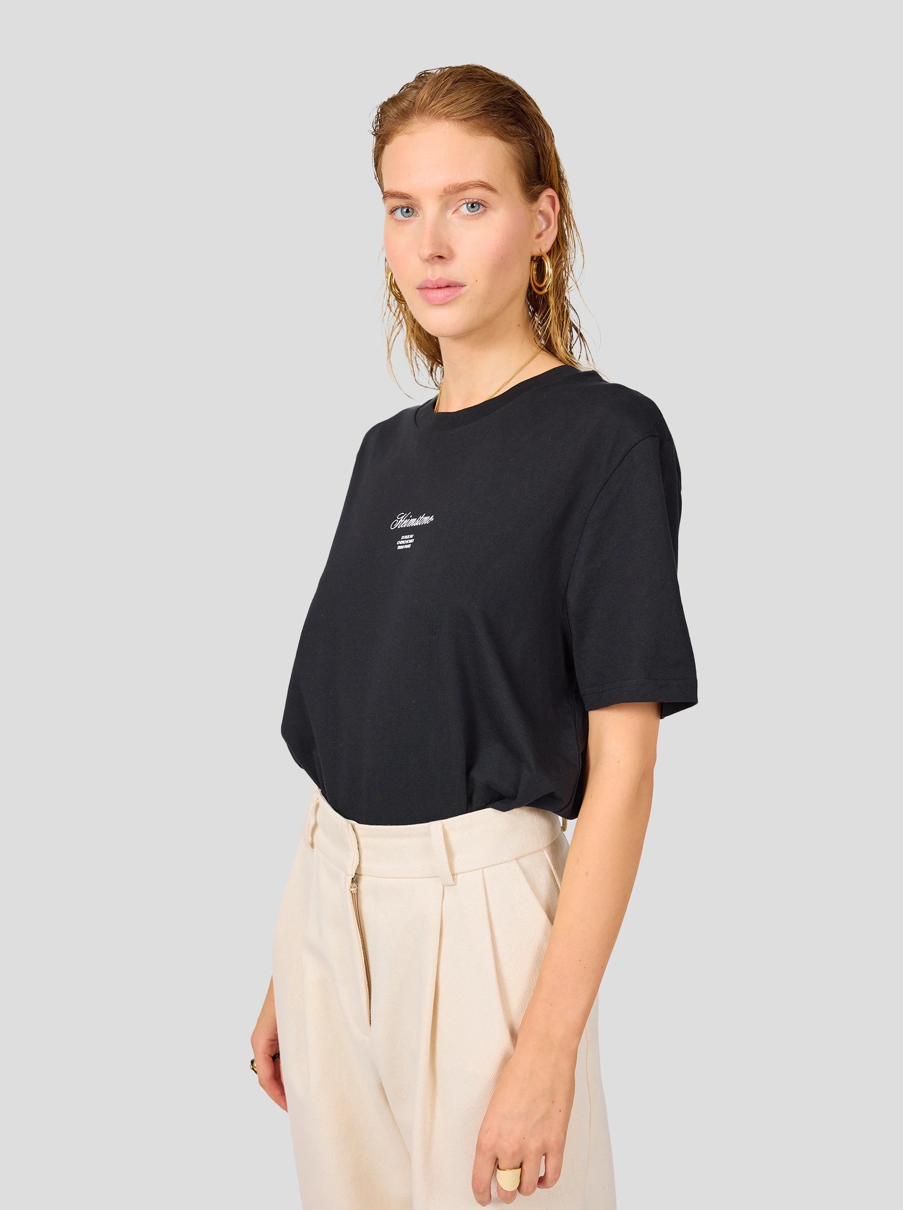 Collectible Unisex T-Shirt in Black with Off-White Heimstone Logo HLD