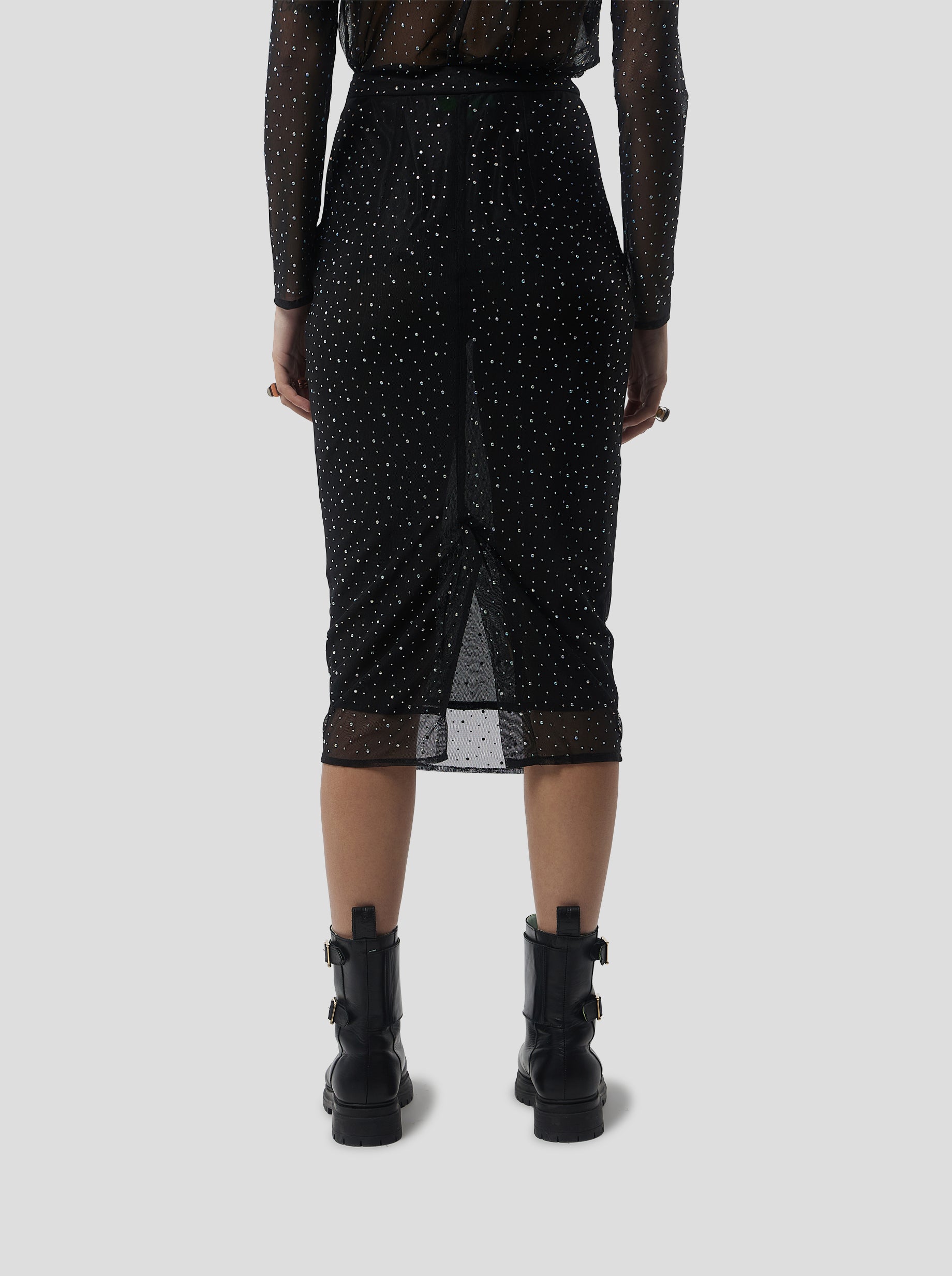 Fox Skirt in Fragmented Black Soft Mesh