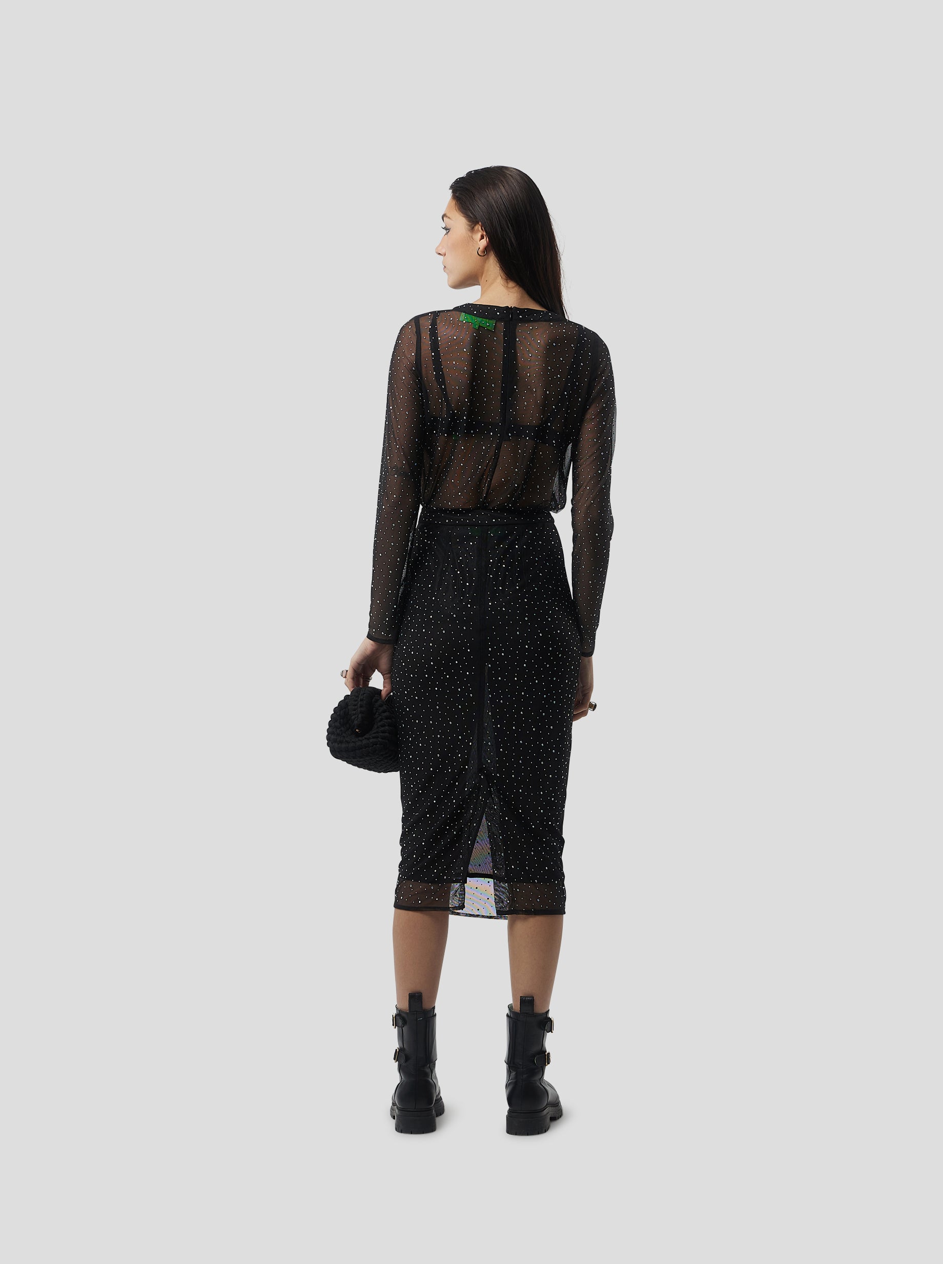 Fox Skirt in Fragmented Black Soft Mesh