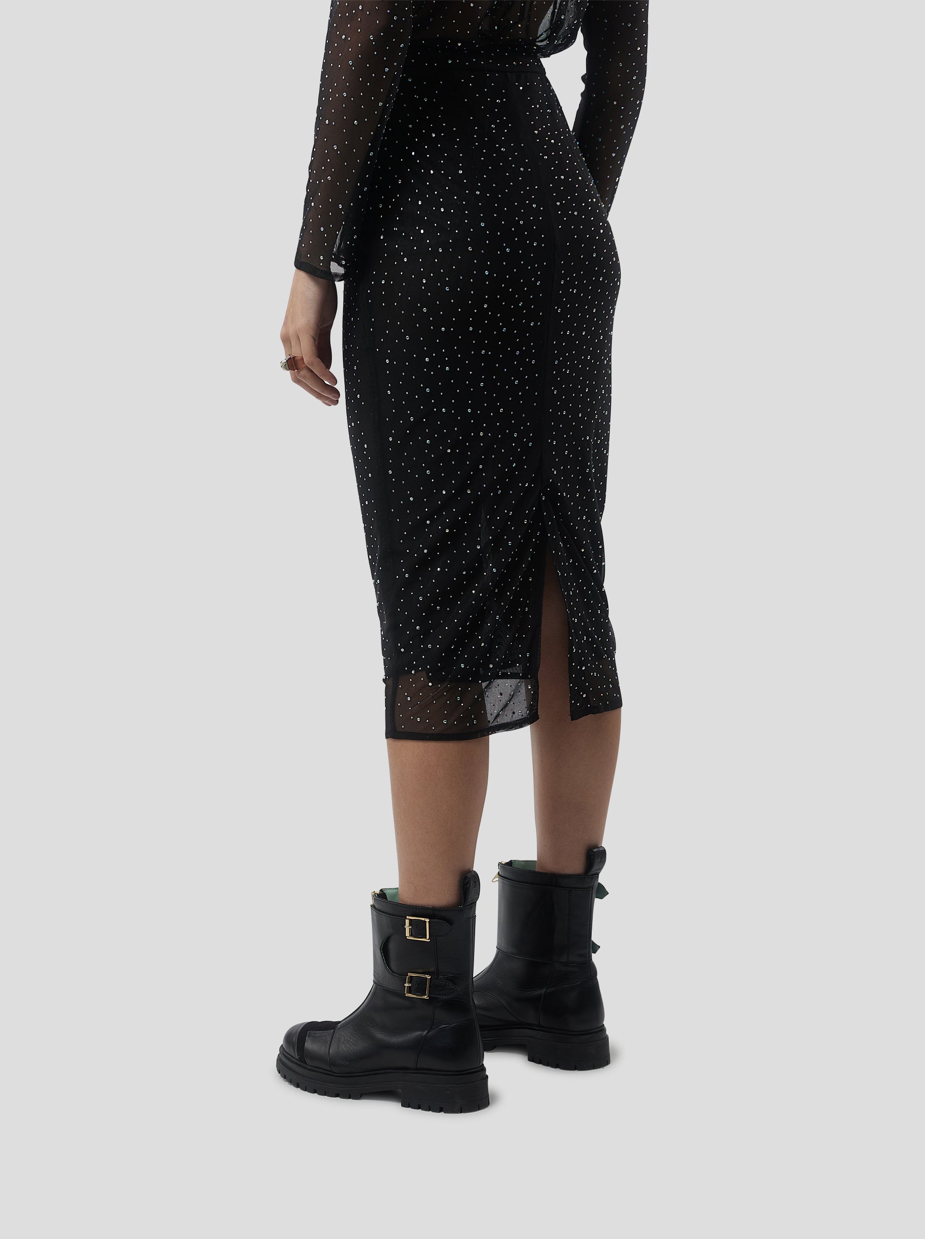 Fox Skirt in Fragmented Black Soft Mesh