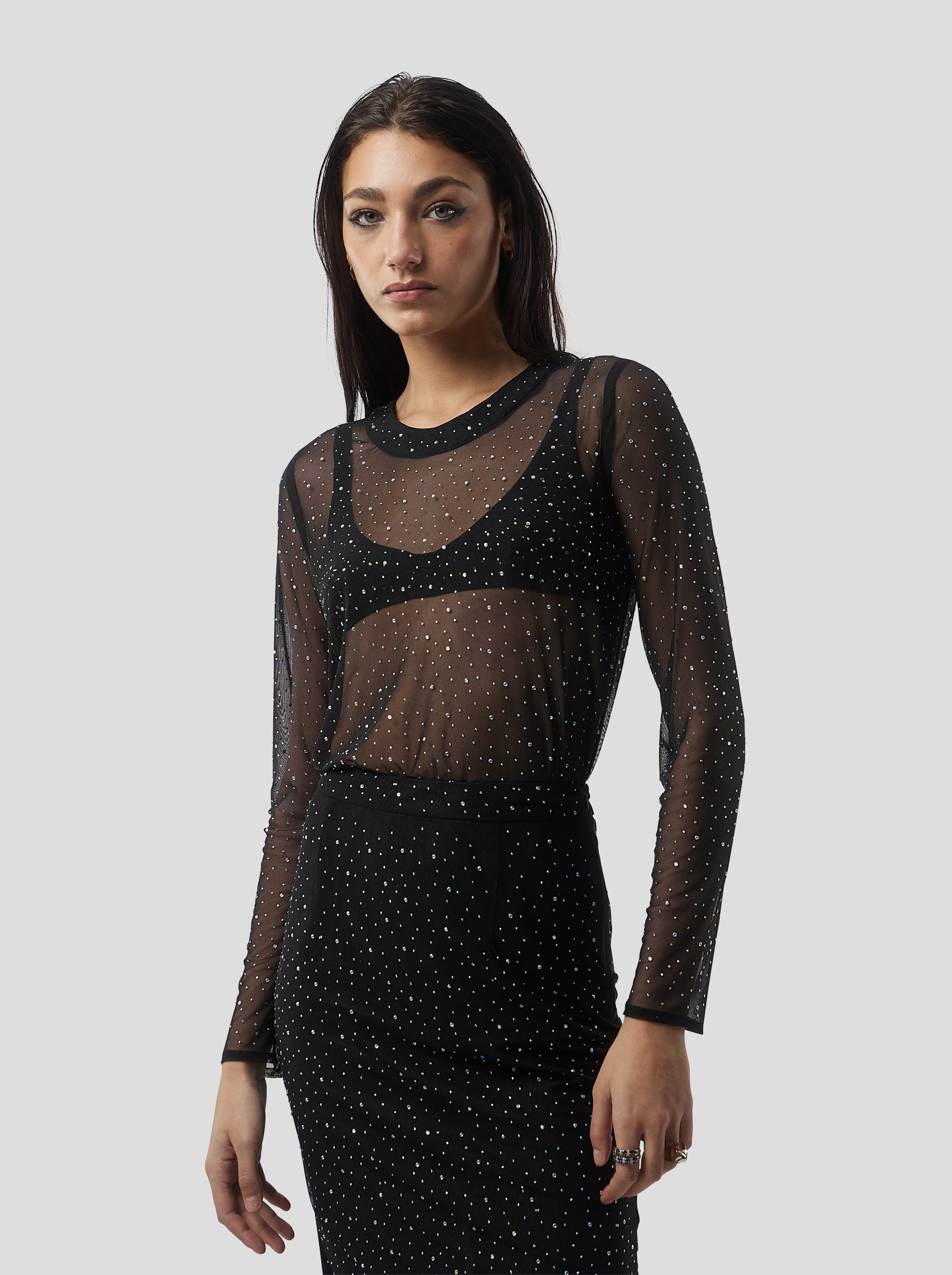 Cloud Top in Fragmented Black Soft Mesh