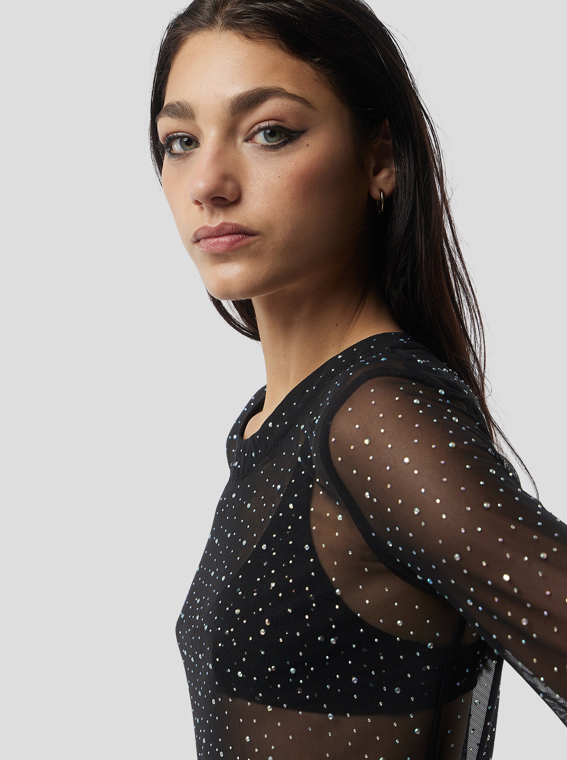 Cloud Top in Fragmented Black Soft Mesh