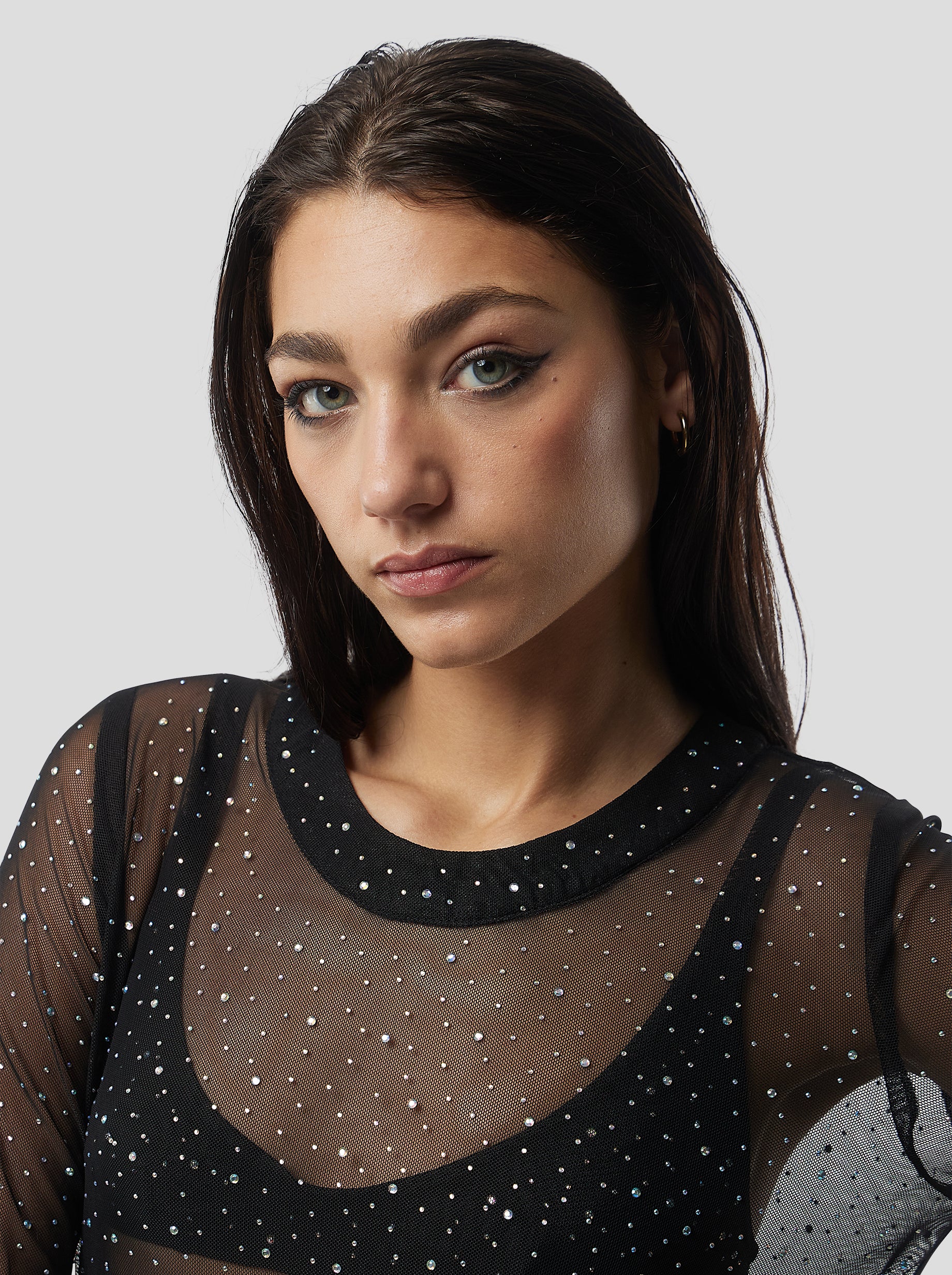 Cloud Top in Fragmented Black Soft Mesh