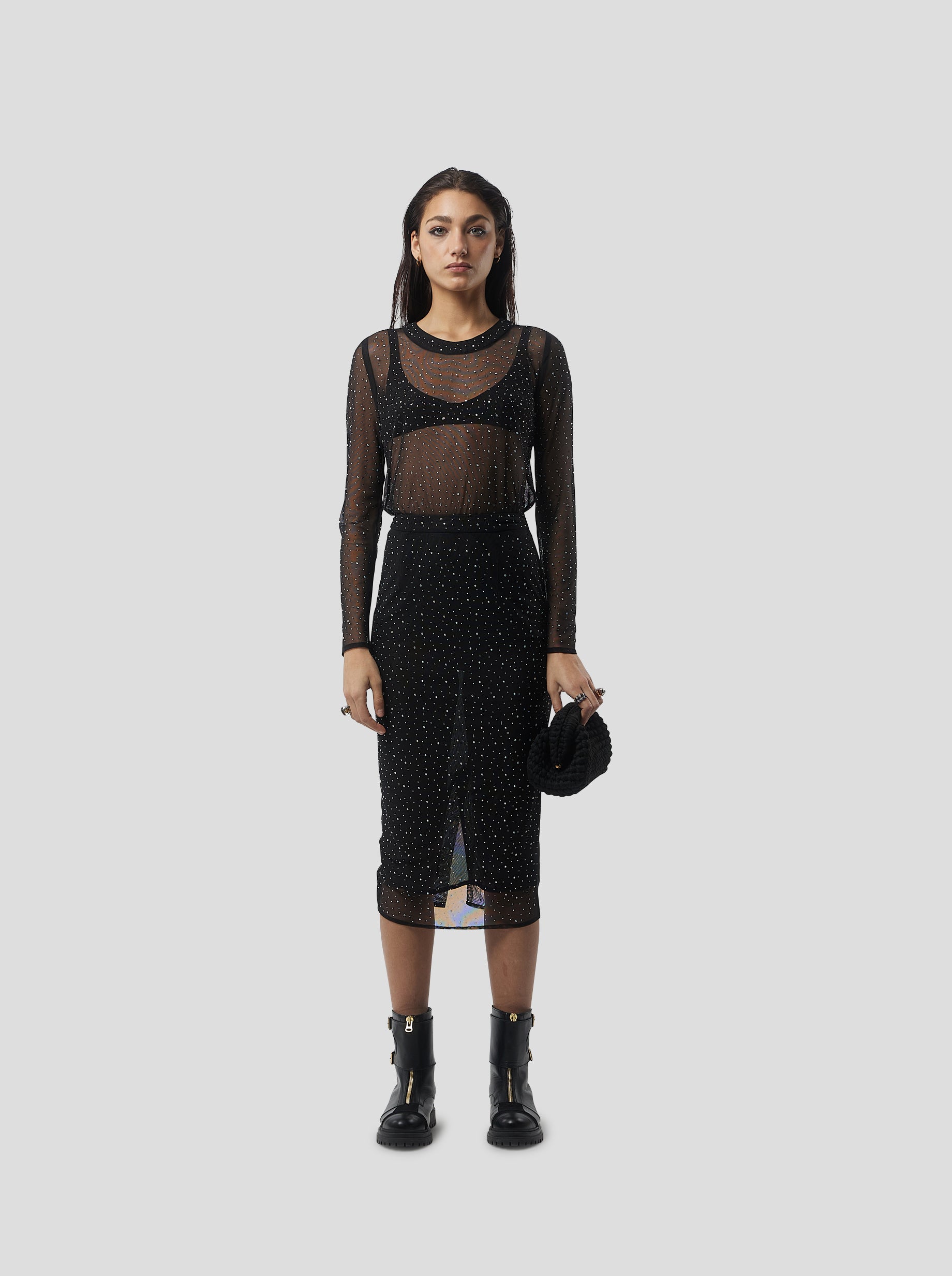 Cloud Top in Fragmented Black Soft Mesh