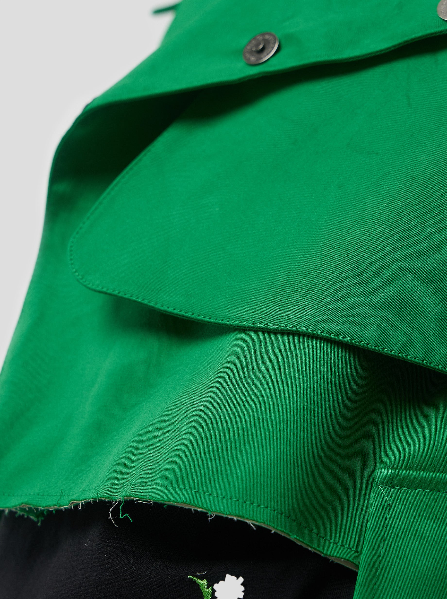 Trench Crop Trevor in Technical Kelly Green fabric