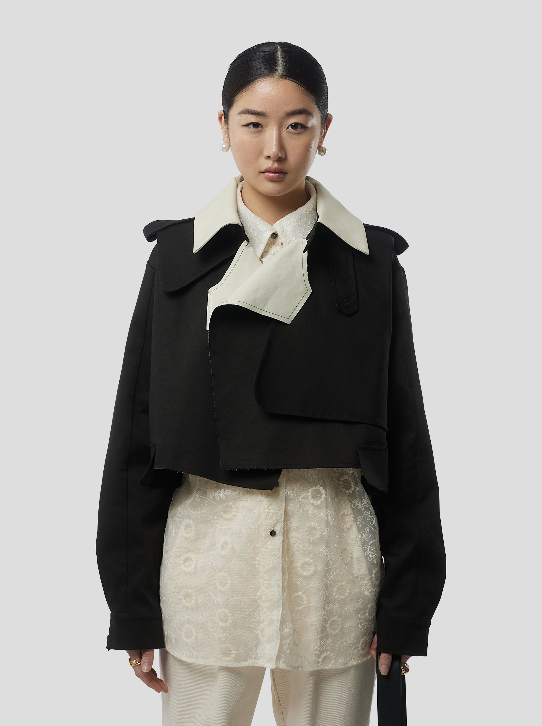 Trench Crop trevor in Black Tela Trenk