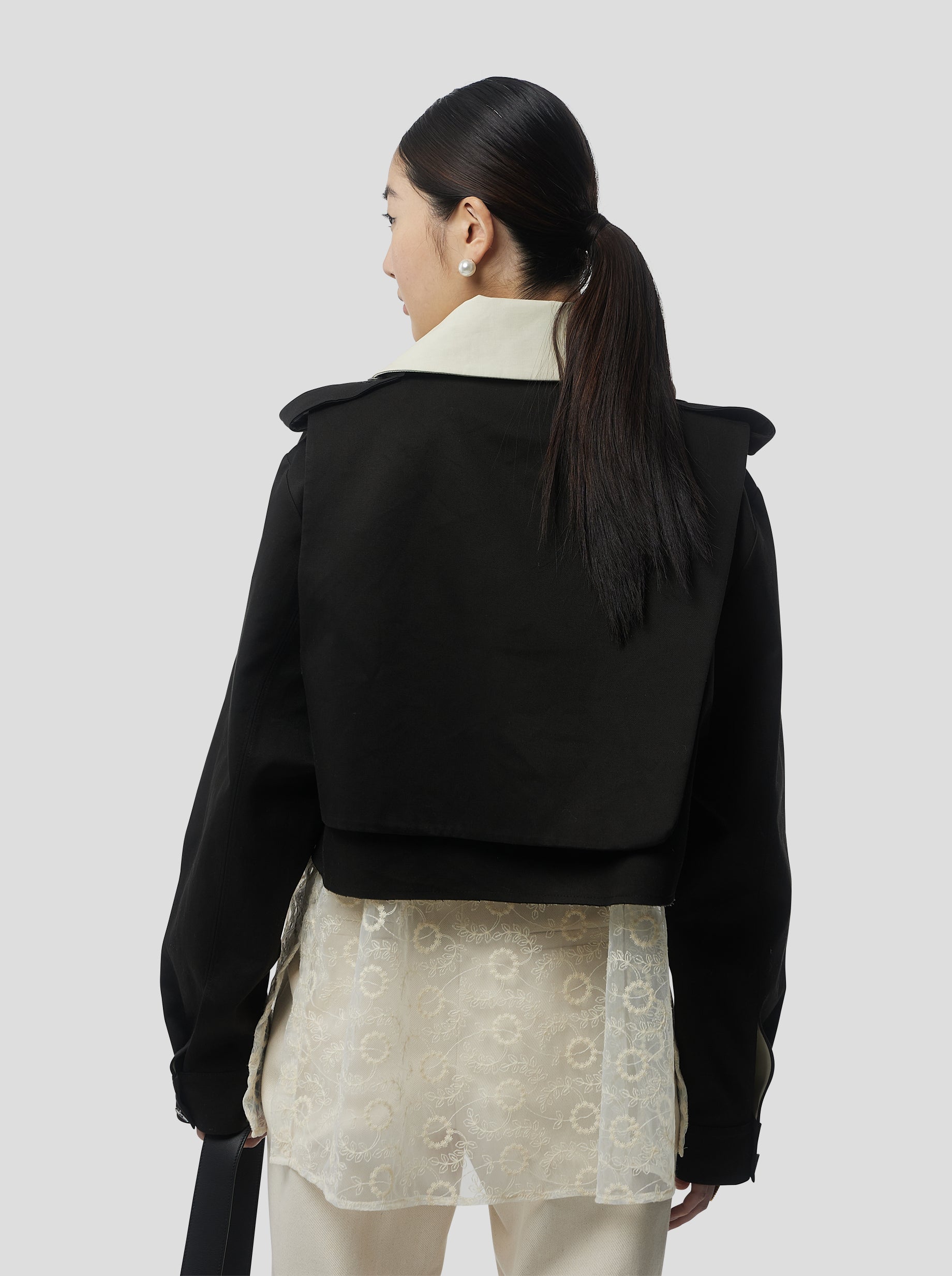 Trench Crop trevor in Black Tela Trenk