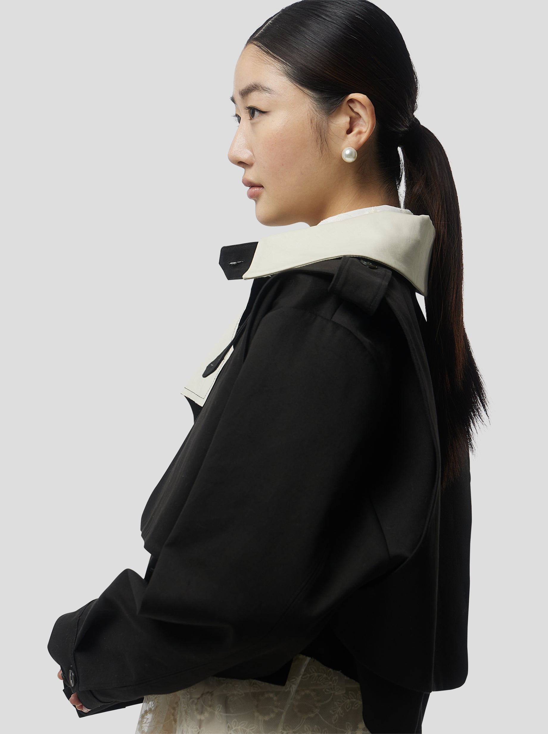 Trench Crop trevor in Black Tela Trenk