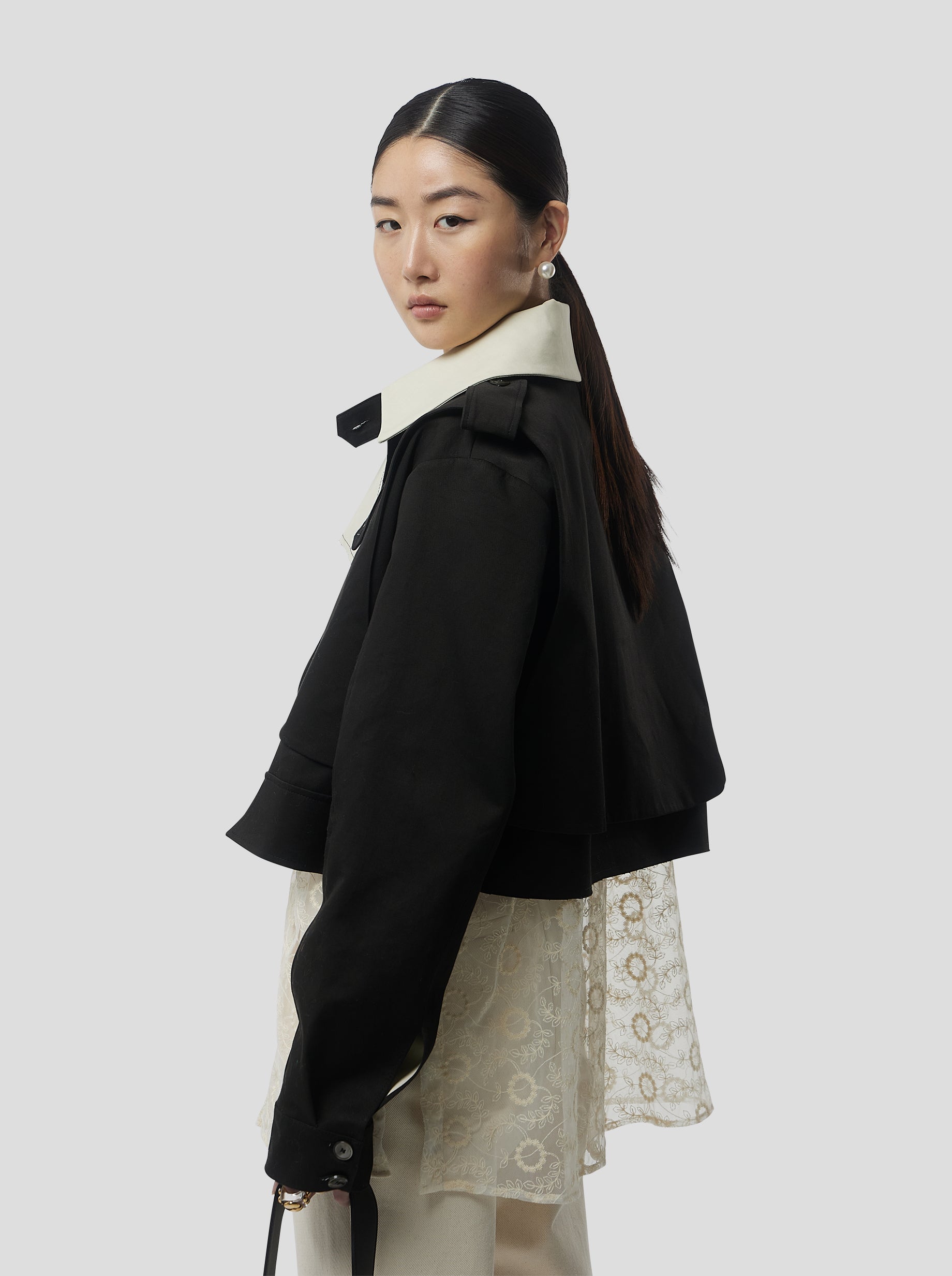 Trench Crop trevor in Black Tela Trenk