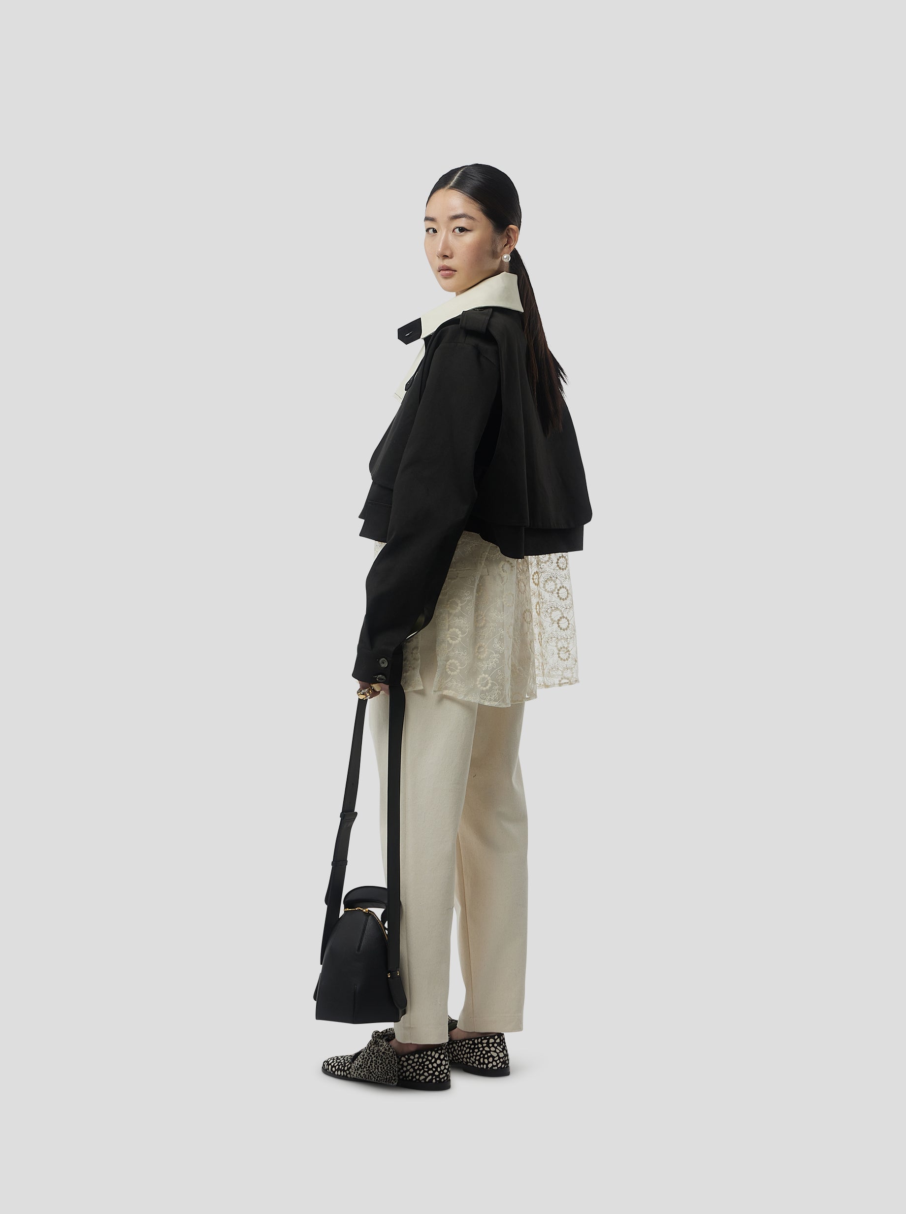 Trench Crop trevor in Black Tela Trenk