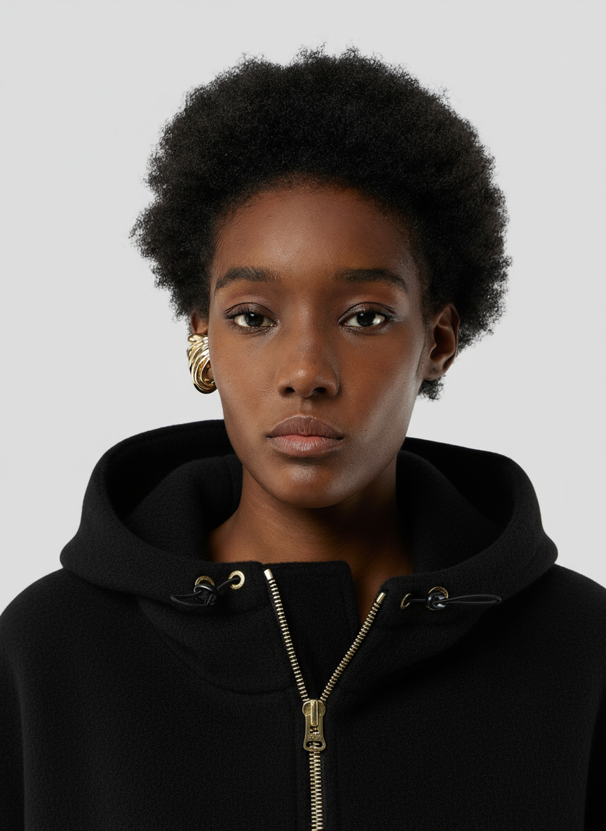 Tony windbreaker in Black Woolen Cashmere