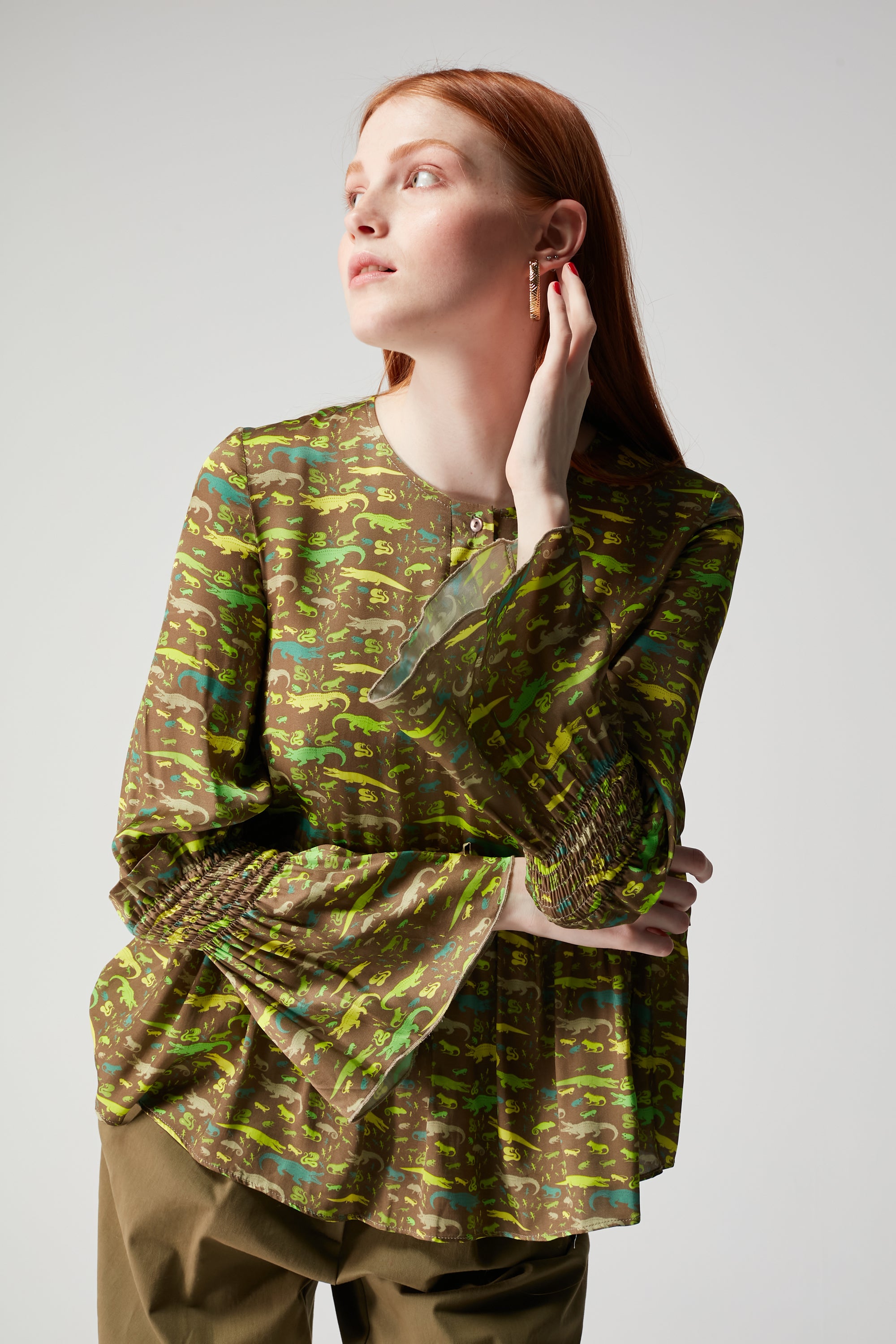 Panda blouse in Eat Your Greens print