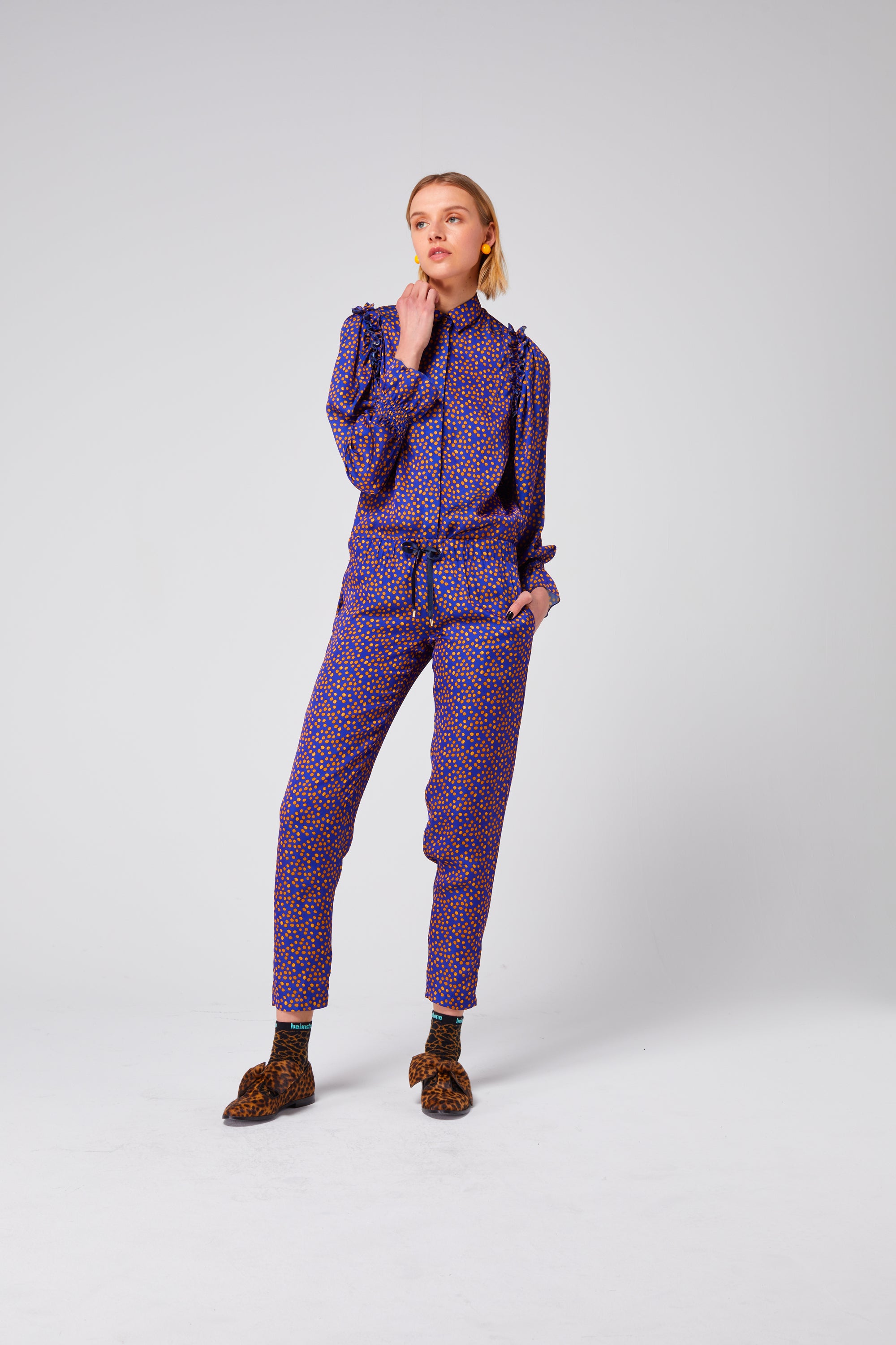 Melchior pants in navy blue Messy Dots