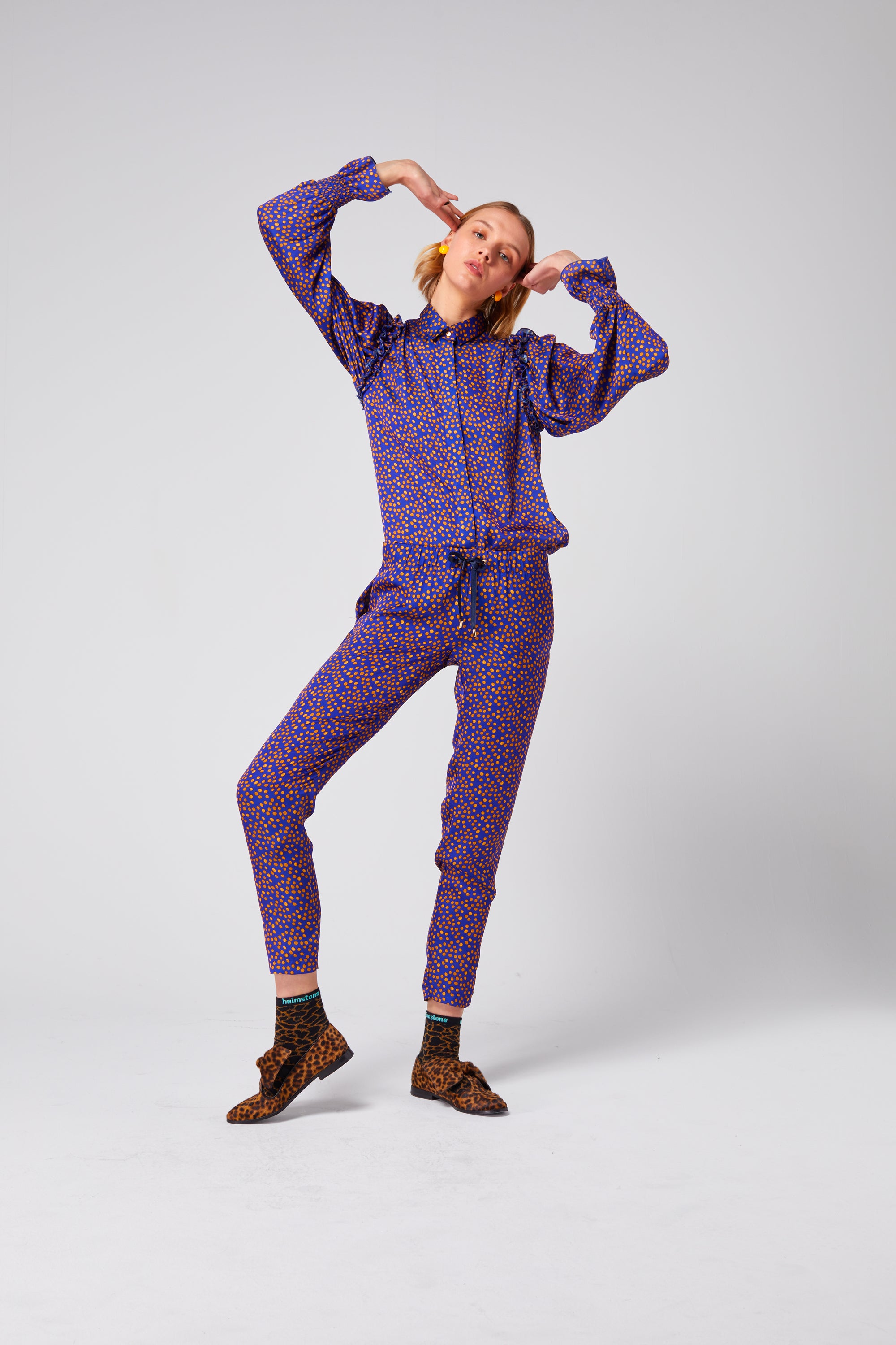 Melchior pants in navy blue Messy Dots