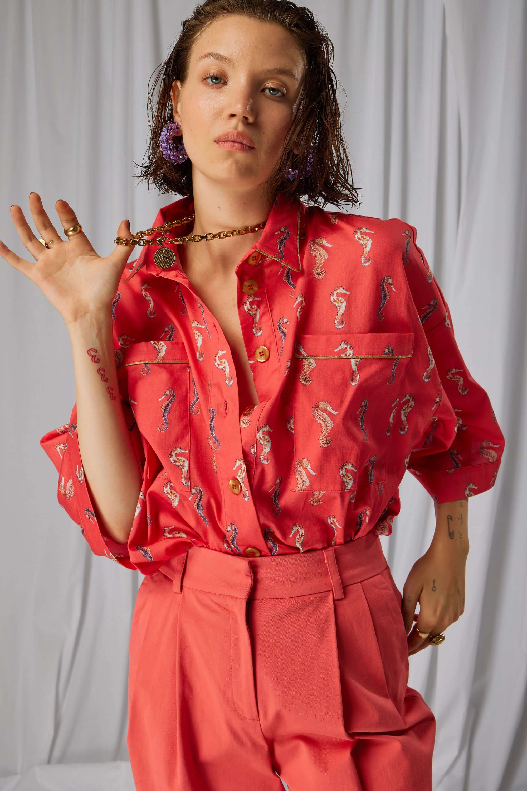 Astrée shirt in Gravure print