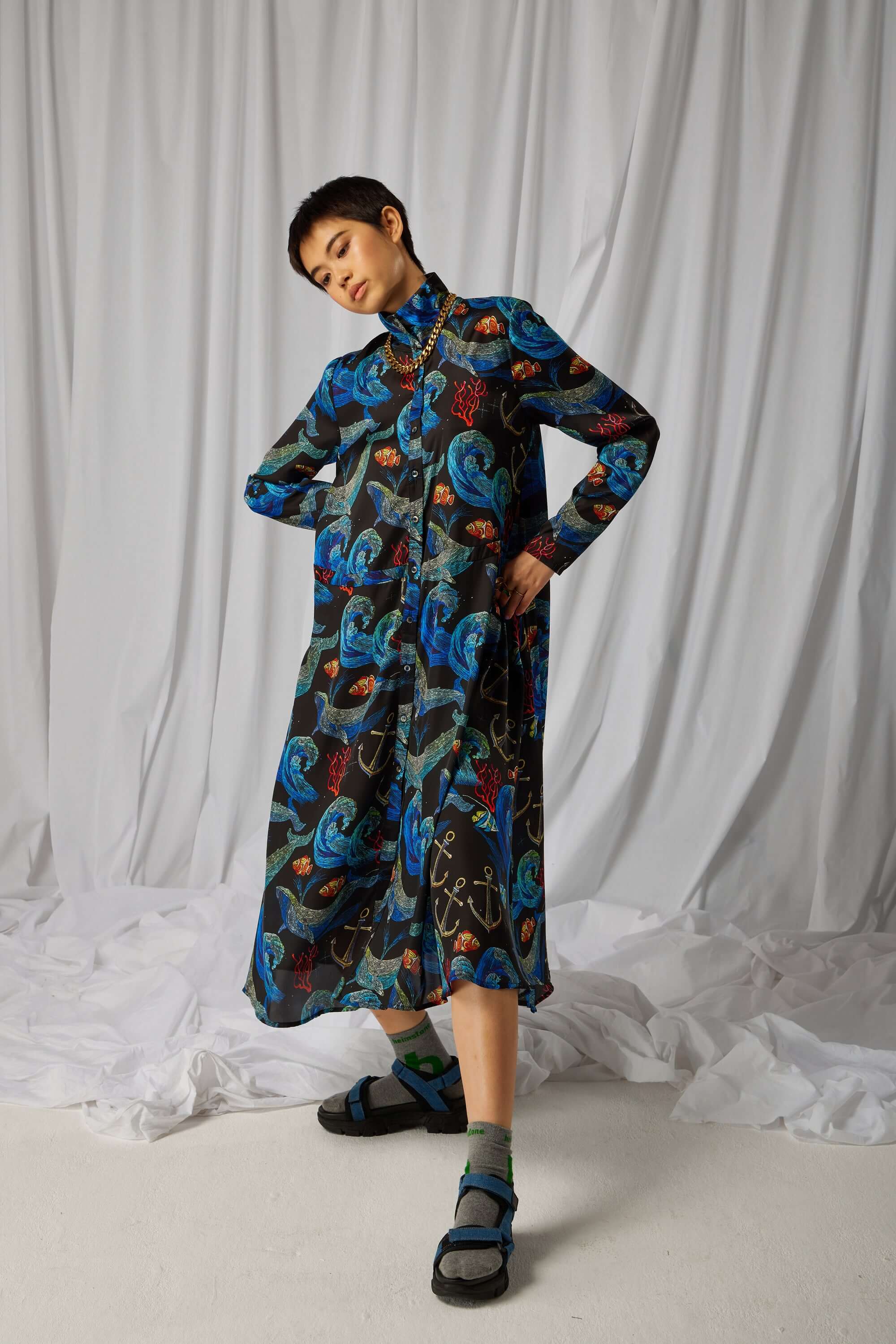 Java dress in Storm print