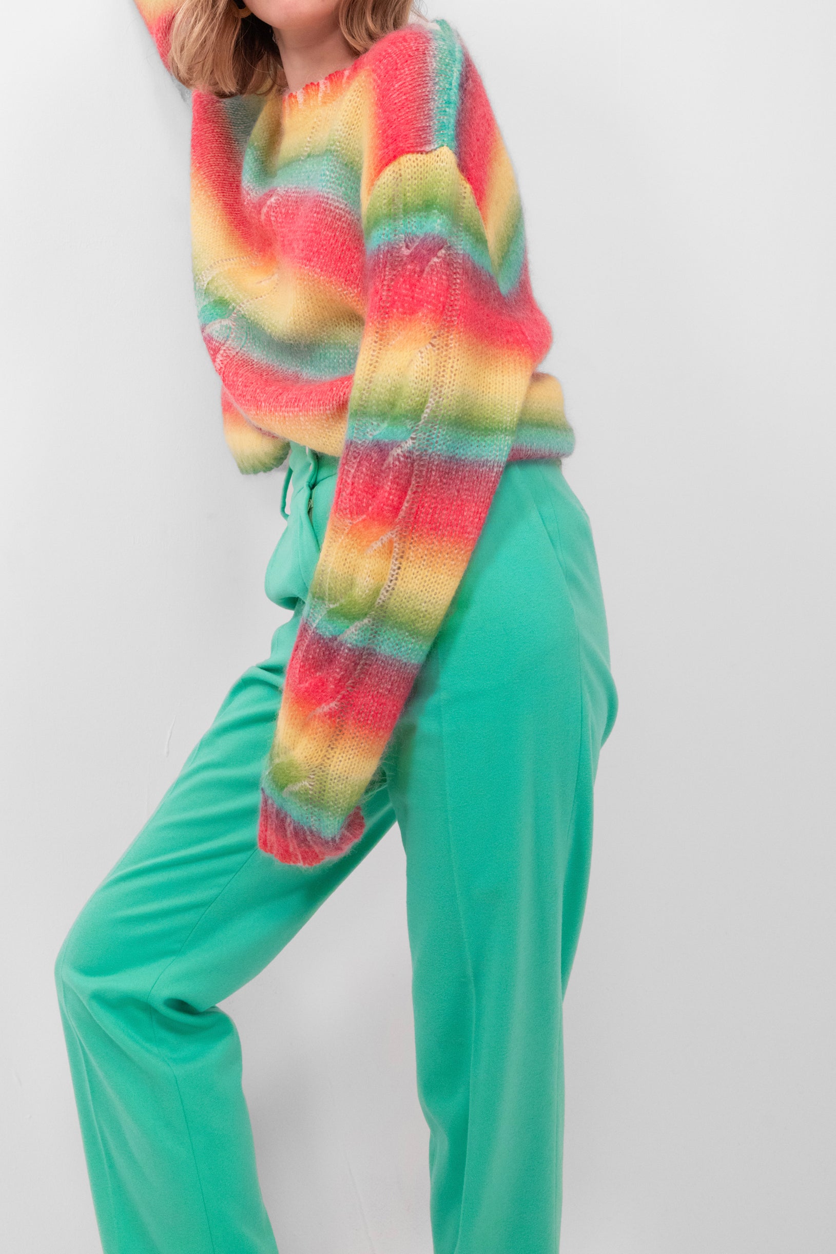 Jojo pants in green mineral flanelle